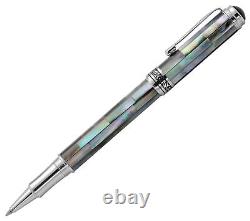 Xezo Maestro Black Mother of Pearl Rollerball Pen, Platinum Plated. Serialized