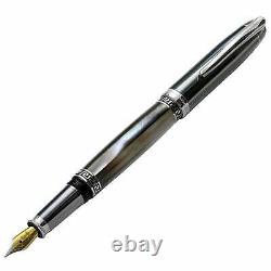 Xezo Maestro Black Mother of Pearl and Tungsten Gray Fountain Pen, Medium Nib LE