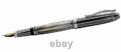 Xezo Maestro Black Mother of Pearl and Tungsten Gray Fountain Pen, Medium Nib LE