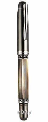 Xezo Maestro Black Mother of Pearl and Tungsten Gray Fountain Pen, Medium Nib LE