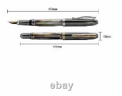 Xezo Maestro Black Mother of Pearl and Tungsten Gray Fountain Pen, Medium Nib LE