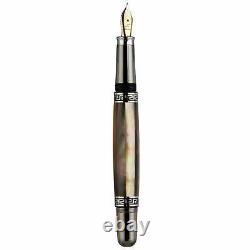Xezo Maestro Black Mother of Pearl and Tungsten Gray Fountain Pen, Medium Nib LE