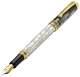 Xezo Maestro Fine Fountain Pen, Black & White Oceanic Mother Of Pearl. Gold Plt