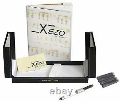 Xezo Maestro Fountain Pen, Fine Point. Black Mother of Pearl, Platinum Plated