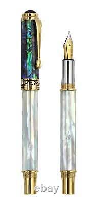 Xezo Maestro Handmade Mother of Pearl, Sea Shell Fine Fountain Pen, 18K Gold