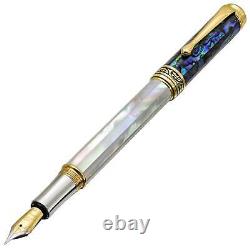 Xezo Maestro Handmade Mother of Pearl, Sea Shell Fine Fountain Pen, 18K Gold