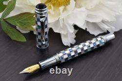 Xezo Maestro Jubilee Abalone/White MOP Extra Fine Fountain Pen, Chrome Plated