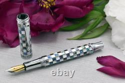 Xezo Maestro Jubilee Abalone/White MOP Extra Fine Fountain Pen, Chrome Plated