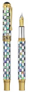 Xezo Maestro Jubilee Abalone/white Mop Fine Fountain Pen, 18k Gold Plated