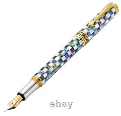 Xezo Maestro Jubilee Abalone/White MOP Fine Fountain Pen, 18K Gold Plated