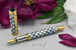 Xezo Maestro Jubilee Abalone/White MOP Fine Fountain Pen, 18K Gold Plated