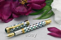 Xezo Maestro Jubilee Abalone/White MOP Fine Fountain Pen, 18K Gold Plated