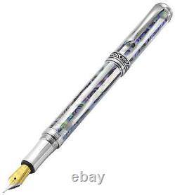 Xezo Maestro Jubilee Abalone/White MOP Fine Fountain Pen, Chrome Plated