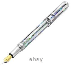 Xezo Maestro Jubilee Abalone/White MOP Fine Fountain Pen, Chrome Plated