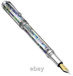 Xezo Maestro Jubilee Abalone/White MOP Med Fountain Pen, Chrome Plated