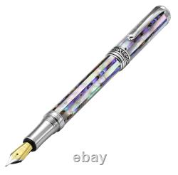 Xezo Maestro Jubilee Abalone/White MOP Med Fountain Pen, Chrome Plated