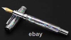 Xezo Maestro Jubilee Abalone/White MOP Med Fountain Pen, Chrome Plated