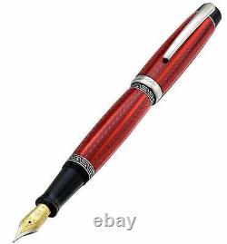 Xezo Maestro LeGrand Rhodochrosite Red FINE Fountain Pen. Platinum Plated Trim