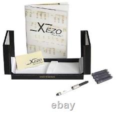 Xezo Maestro Medium Fountain Pen, Black & White Mother of Pearl Special Edition