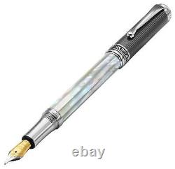 Xezo Maestro Medium Fountain Pen, White Mother of Pearl. DLC PVD & Chrome. LE