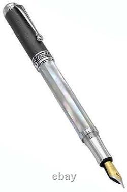 Xezo Maestro Medium Fountain Pen, White Mother of Pearl. DLC PVD & Chrome. LE