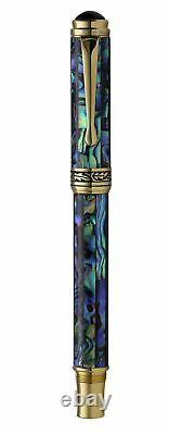 Xezo Maestro Natural Abalone Sea Shell Fountain Pen, Medium Point. 18k Gold Plt