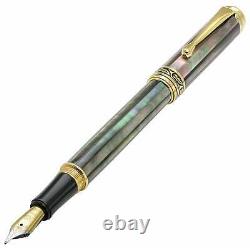 Xezo Maestro Tahitian Black Mother of Pearl 18K Gold Plated Medium Fountain Pen