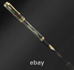 Xezo Maestro Tahitian Black Mother of Pearl 18K Gold Plated Medium Fountain Pen