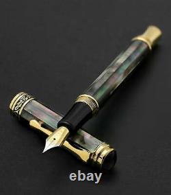 Xezo Maestro Tahitian Black Mother of Pearl 18K Gold Plated Medium Fountain Pen