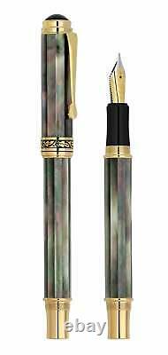 Xezo Maestro Tahitian Black Mother of Pearl 18K Gold Plated Medium Fountain Pen