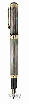 Xezo Maestro Tahitian Black Mother of Pearl 18K Gold Plated Medium Fountain Pen