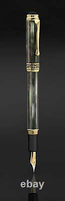 Xezo Maestro Tahitian Black Mother of Pearl 18K Gold Plated Medium Fountain Pen