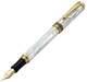 Xezo Maestro White Mop Med-fine Fountain Pen, 18k Gold Plated. Handmade, Le