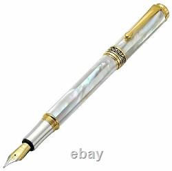 Xezo Maestro White Mother of Pearl Fountain Pen, Medium Point. Limited Edition