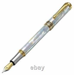 Xezo Maestro White Mother of Pearl Fountain Pen, Medium Point. Limited Edition