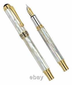 Xezo Maestro White Mother of Pearl Fountain Pen, Medium Point. Limited Edition