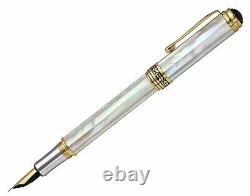 Xezo Maestro White Mother of Pearl Fountain Pen, Medium Point. Limited Edition