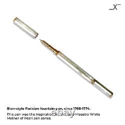 Xezo Maestro White Mother of Pearl Fountain Pen, Medium Point. Limited Edition