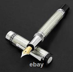 Xezo Tribune 925 Sterling Silver Fountain Pen, Medium Point. 999 Platinum Pl