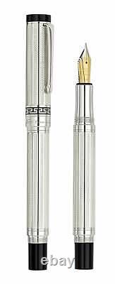 Xezo Tribune 925 Sterling Silver Fountain Pen, Medium Point. 999 Platinum Pl