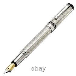 Xezo Tribune 925 Sterling Silver Med Fountain Pen, Platinum Plated. Handmade, LE