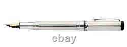 Xezo Tribune 925 Sterling Silver Med Fountain Pen, Platinum Plated. Handmade, LE