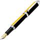 Xezo Visionary Fine Fountain Pen, Black & Yellow. Chrome Plated. Handmade, Le