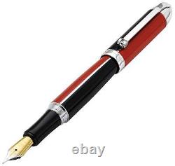 Xezo Visionary Fine Fountain Pen, Red & Black Enamel. Chrome Plated. Handmade
