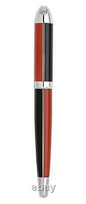 Xezo Visionary Fine Fountain Pen, Red & Black Enamel. Chrome Plated. Handmade