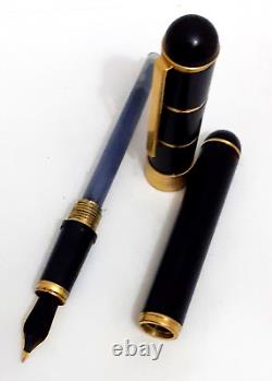 Yves Saint Laurent Oversize Fountain Pen Black Lacquer With Gold Bands