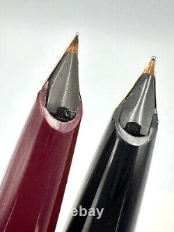 2 VINTAGE c1965 SHEAFFER COMPACT II BLACK NOS & BURGUNDY USED STYLO PLUME 14K