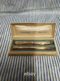 Ancien Ensemble De Stylos Et Crayons Wahl Eversharp Dorés Avec 14k Nib