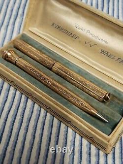 Ancien Ensemble De Stylos Et Crayons Wahl Eversharp Dorés Avec 14k Nib