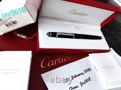 Cartier Diabolo F. Pen Acier 18 Kt Gold Nib Sapphire Gemstone, Black, Rare, Nouveau